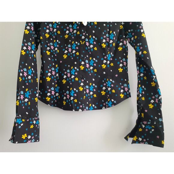 SOHO Babe New York Black Multicolor Florals Button-Up LS Shirt NWT Jr. Sz L - Picture 8 of 11